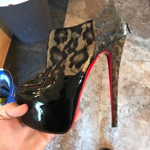 Christian Louboutin Black lace leopard pumps